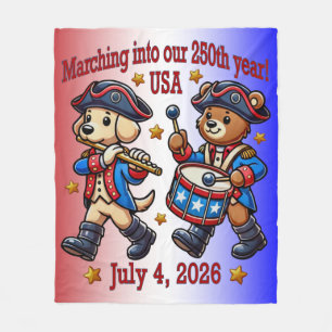 July 4th USA 250th Anniversary Semiquincentennial  Fleece Blanket