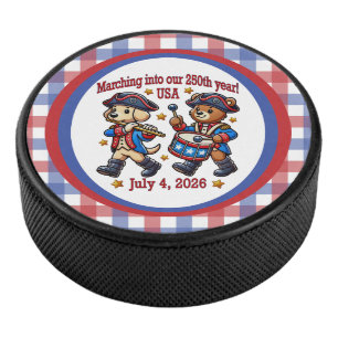 July 4th USA 250th Anniversary Semiquincentennial Hockey Puck