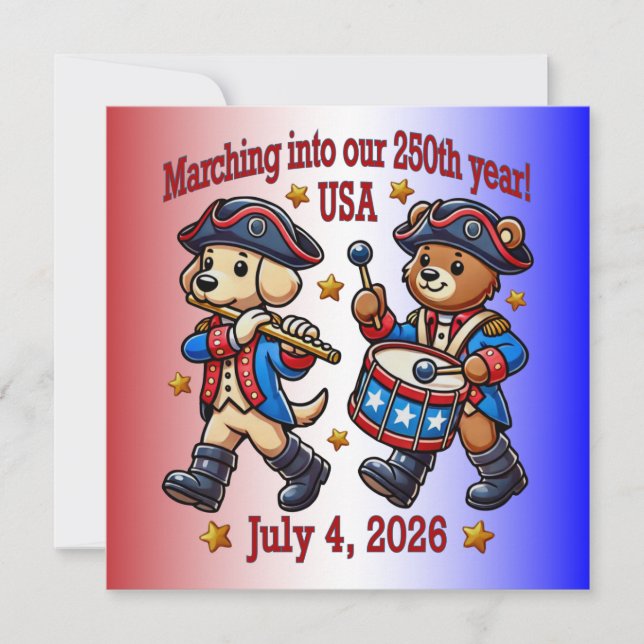 July 4th USA 250th Anniversary Semiquincentennial  Invitation (Front)