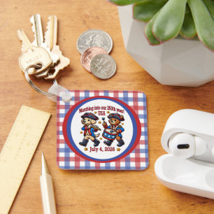 July 4th USA 250th Anniversary Semiquincentennial Key Ring