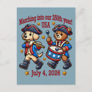 July 4th USA 250th Anniversary Semiquincentennial  Postcard