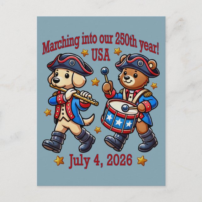 July 4th USA 250th Anniversary Semiquincentennial  Postcard (Front)