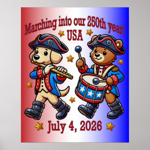 July 4th USA 250th Anniversary Semiquincentennial Poster
