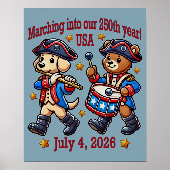 July 4th USA 250th Anniversary Semiquincentennial  Poster (Front)