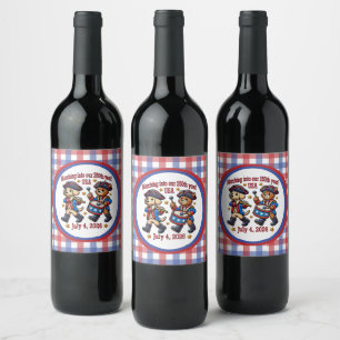July 4th USA 250th Anniversary Semiquincentennial  Wine Label