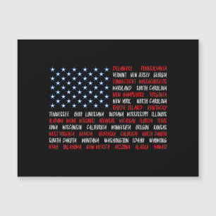 July 4th USA American Flag All 50 State Names