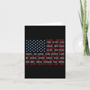 July 4th Usa American Flag All 50 State Names Wome Card