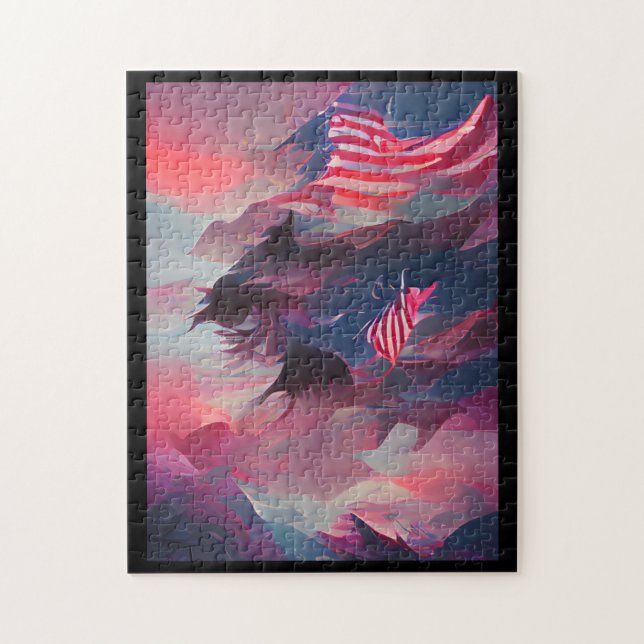 July 4th USA flag digital abstract art  Jigsaw Puzzle (Vertical)