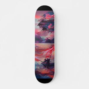 July 4th USA flag digital abstract art Skateboard