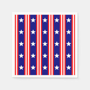 July 4th White Stars and Red and White Stripes Napkin