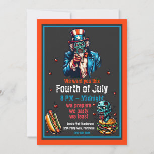 July 4th Zombie Uncle Sam Invitation