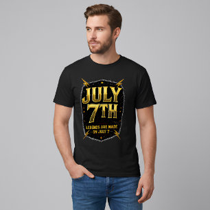 July 7th Birthday Legends Are Made Gold Lightning  T-Shirt