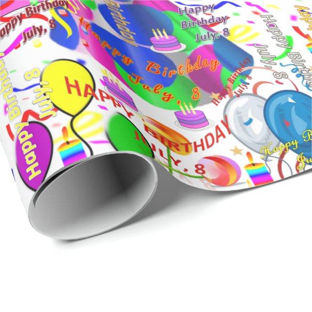 July, 8 Birthday Gift Wrapping Paper (Roll Corner)