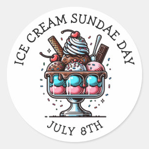 July 8th is National Ice Cream Sundae Day Classic Round Sticker
