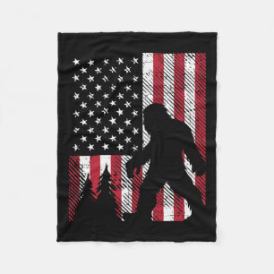 July Bigfoot Sasquatch Us Flag Patriotic Men Women Fleece Blanket