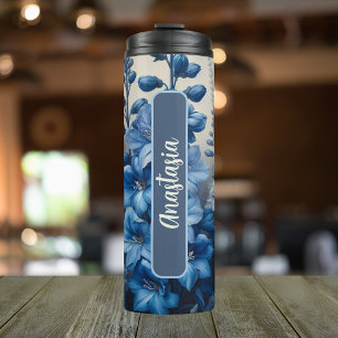 July Birth Flower Larkspur Personalised 12 oz Thermal Tumbler