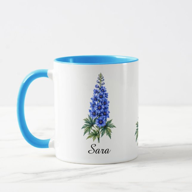 July Birth Flower Mug – Delphinium (Left)