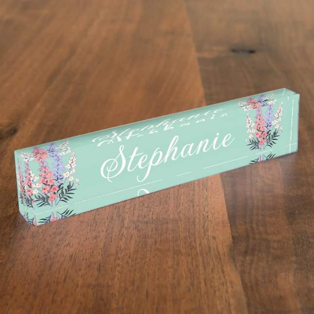 July Birth Flower Personalised Name  Nameplate (Side)