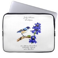 July Birth Month Flower Bluebird and Larkspur   