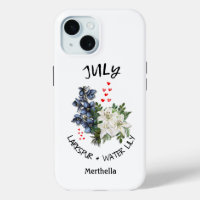 JULY Birth Month Flower Custom Name