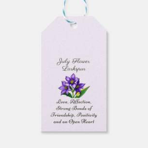 July Birth Month Flower Larkspur Floral Art Gift Tags
