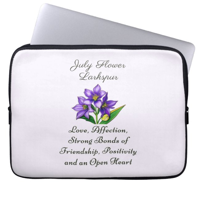 July Birth Month Flower Larkspur Floral Art Laptop Sleeve (Front)