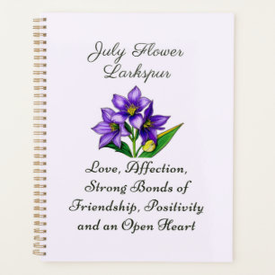July Birth Month Flower Larkspur Floral Art Planner