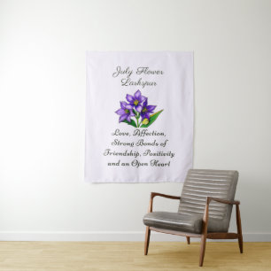 July Birth Month Flower Larkspur Floral Art Tapestry