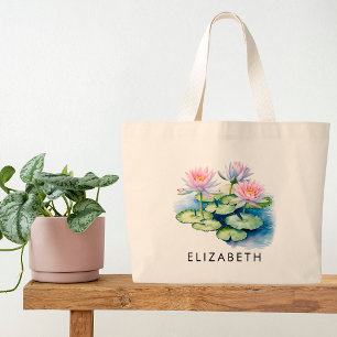 July Birth Month Flower Personalised Gift for Her Large Tote Bag