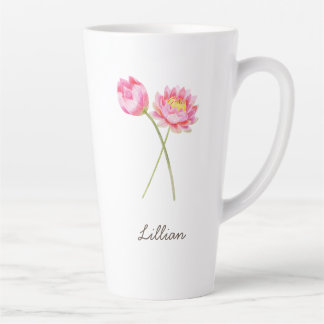 July Birth Month Flower Water Lily Latte Mug