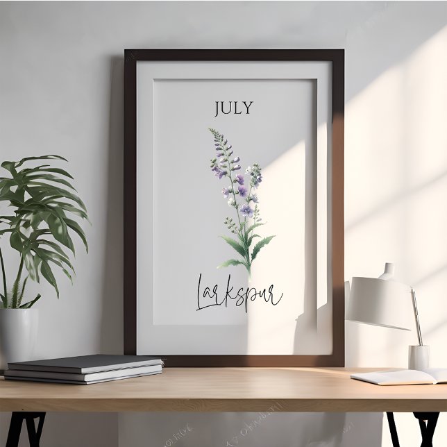 July Birth Month Larkspur Floral Poster (Creator Uploaded)