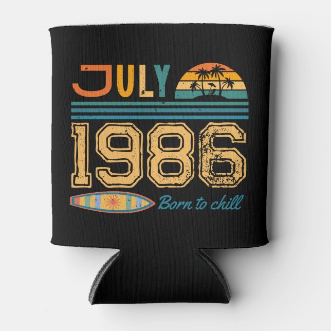 July  Birthday Custom Year  Can Cooler (Front)