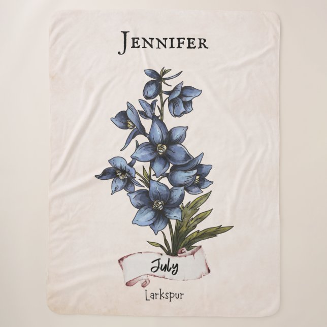 July Birthday Flower Sherpa Blanket (Front)
