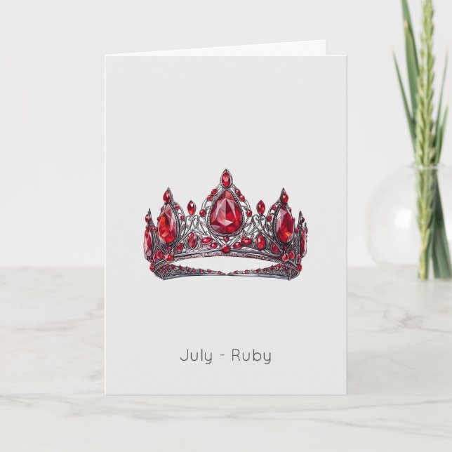 July Birthstone Ruby Crown Birthday Card (Front)