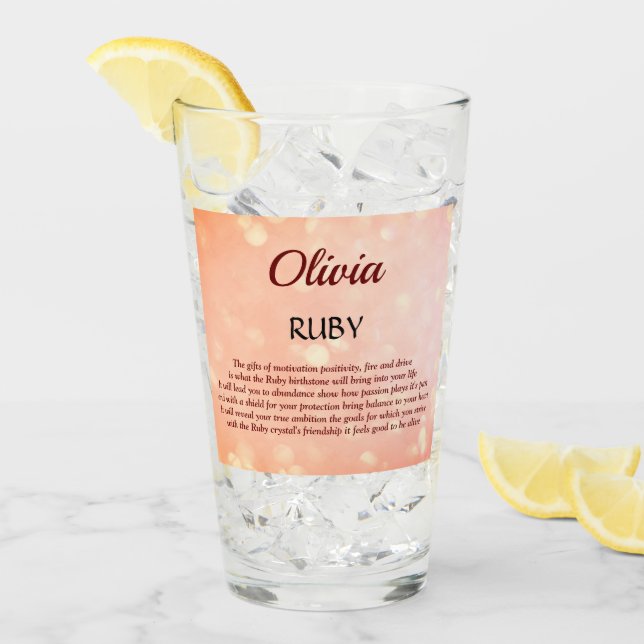 July Birthstone Ruby design  Glass (Front Ice)