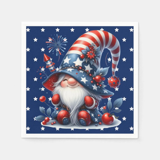 July Celebration Gnome Napkin (Front)