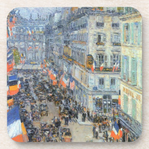 July Fourteenth, Rue Daunou by Childe Hassam Coaster