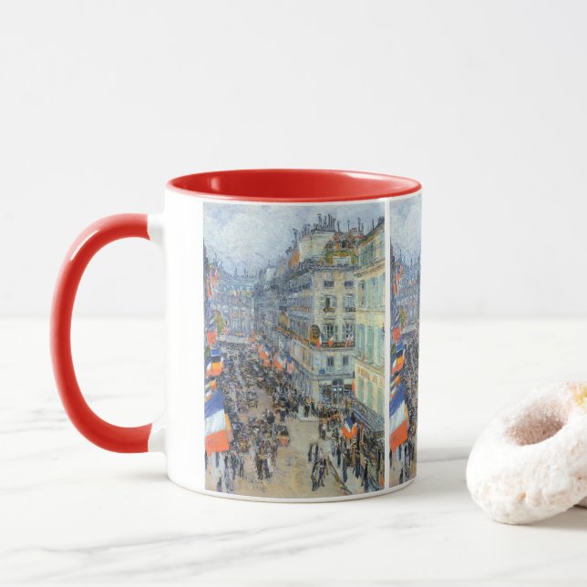 July Fourteenth, Rue Daunou by Childe Hassam Mug (With Donut)
