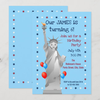 July fourth Birthday Boy Party Invitation