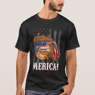 July Fourth Cat Mullet Merica  Meowica American Fl T-Shirt
