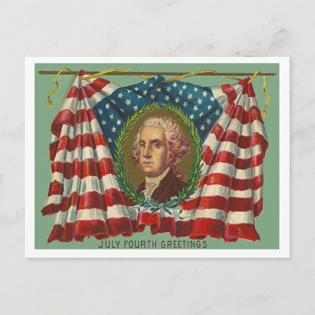 July Fourth Greetings - Washington Postcard (Front)