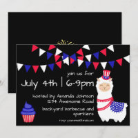 July Fourth Llama Party Invitation