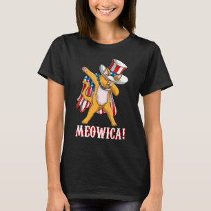 July Fourth Meowica  American Flag Dabbing Cat Mum T-Shirt