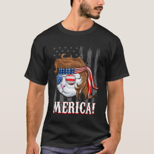 July Fourth Merica  Meowica American Flag Cat Mull T-Shirt
