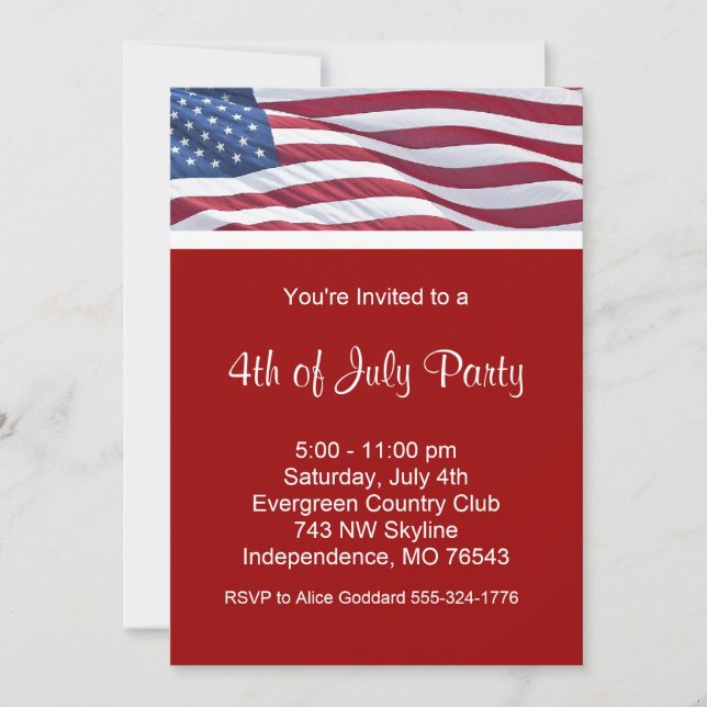 July Fourth or Election Campaign Party Invitations (Front)