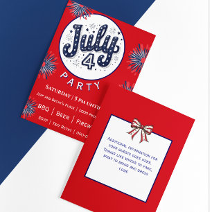 July Fourth with Fireworks in Red White and Blue 