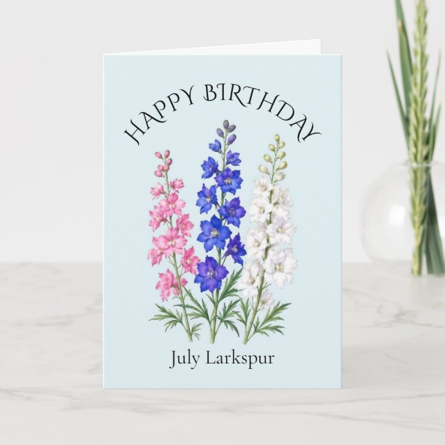 July Larkspur Birthday Card (Front)