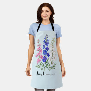 July Larkspur Flowers  Apron