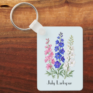 July Larkspur Flowers Key Ring