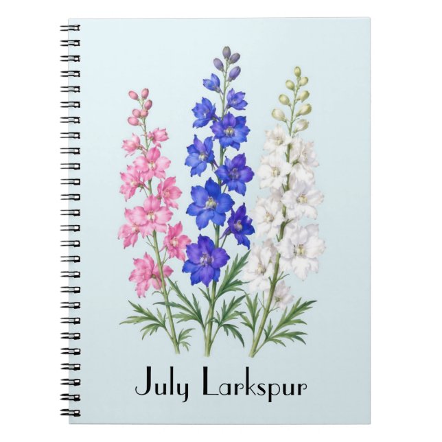 July Larkspur Flowers Notebook (Front)